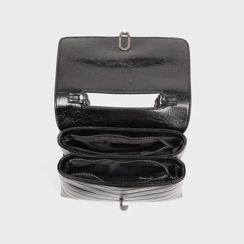 MILLIE'S Cow Leather Shoulder Bag, Crossbody Bag, Handbag Regular Women's Black-5