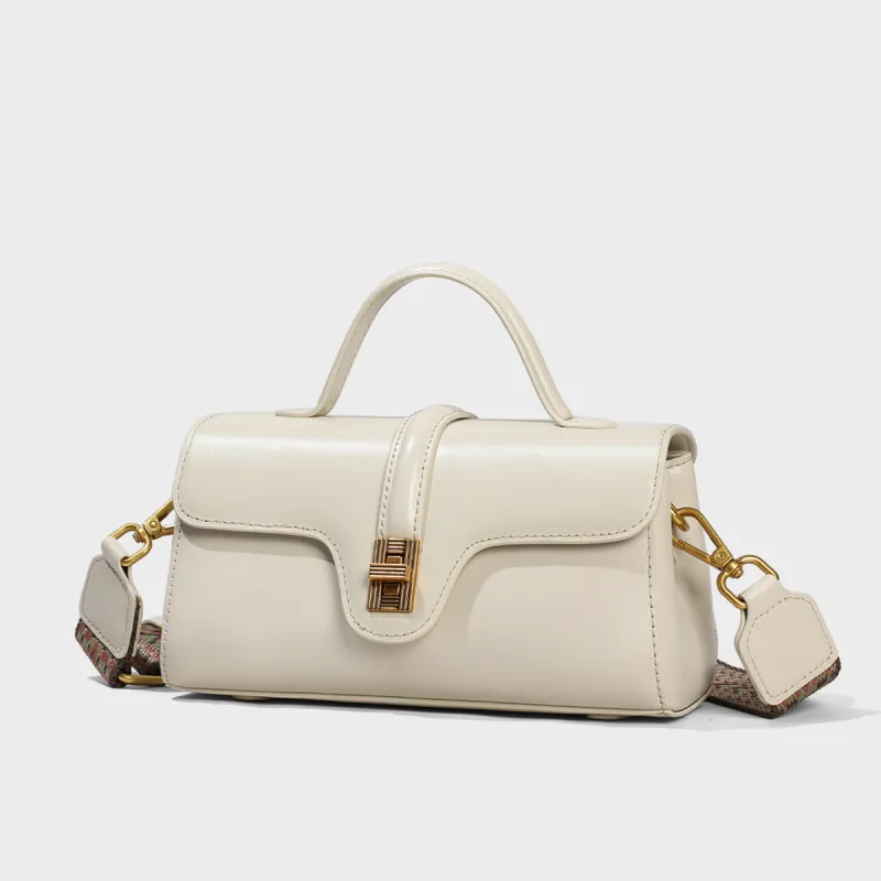 MILLIE'S Cow Leather Shoulder Bag, Crossbody Bag, Handbag Regular Women's Pearl White-2