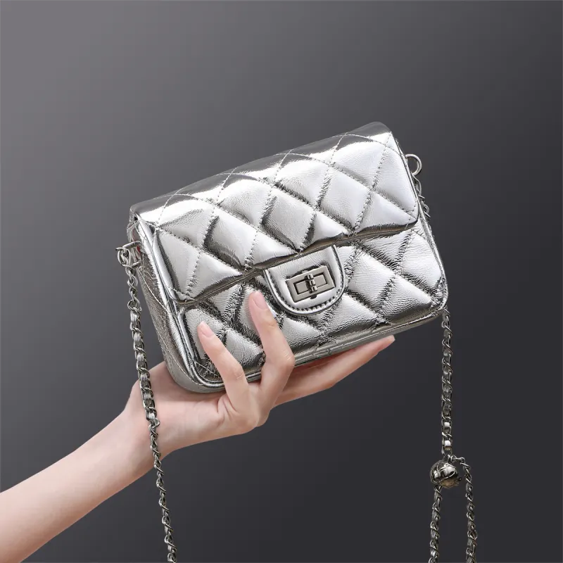 MILLIE'S Cow Leather Underarm Shoulder Bag, Crossbody Bag Regular Women's Silver-1