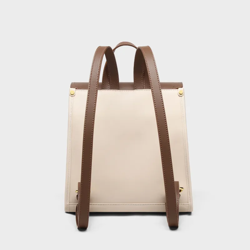 MILLIE'S Cow Leather Backpack Women's Beige Coffee-4