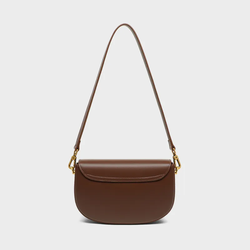 MILLIE'S Cow Leather With Synthetic Leather Saddle Bag, Shoulder Bag Women's Coffee-7