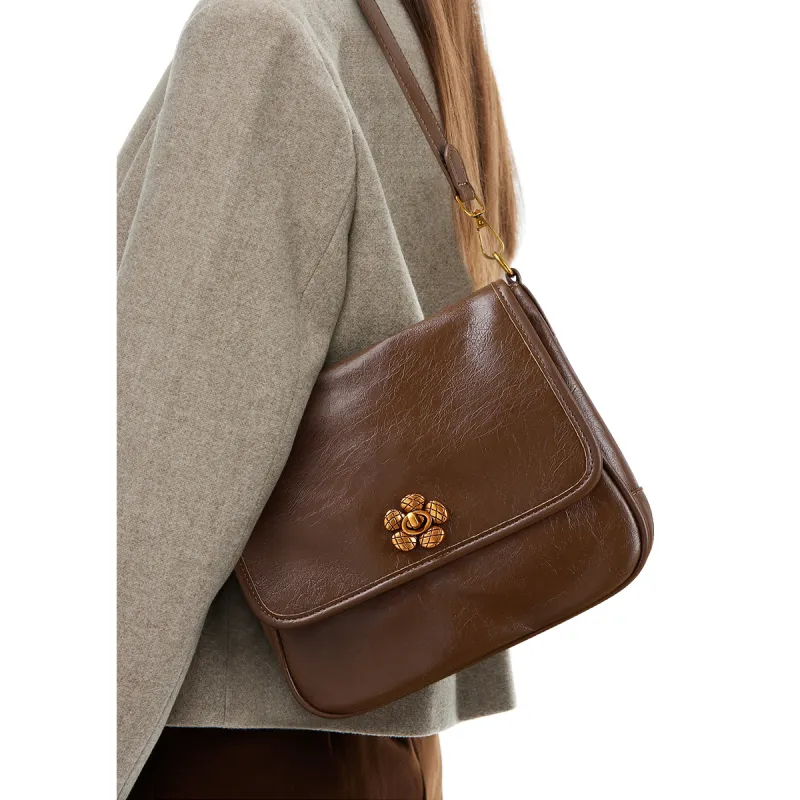 MILLIE'S Synthetic Leather Shoulder Bag, Crossbody Bag, Small Square Bag Regular Women's Coffee-1