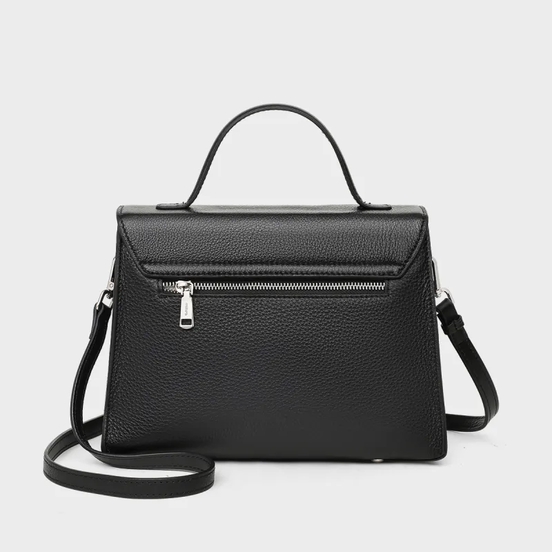 MILLIE'S Cow Leather Patchwork Synthetic Leather Handbags Shoulder Bag Crossbody Bag Regular Women's Gray/Black-13