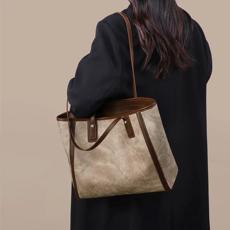 MILLIE'S Synthetic Leather Portable Underarm Shoulder Bag Large Size Women's Khaki-3