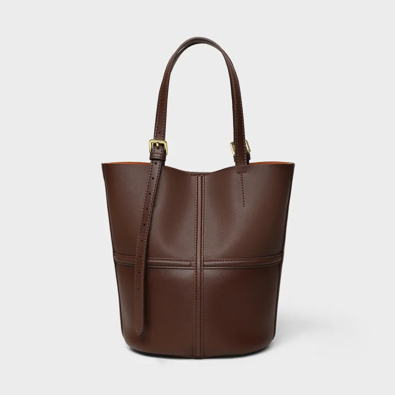 MILLIE'S Cow Leather Shoulder Bag Regular Women's Coffee/Cookie-4