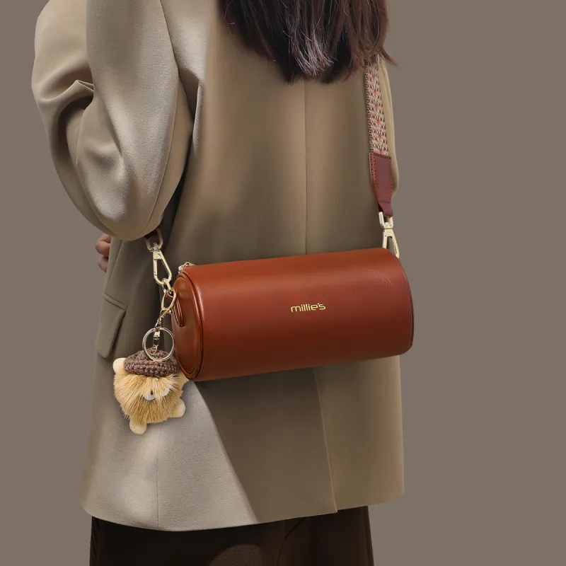 MILLIE'S Cow Leather Underarm Shoulder Bag, Crossbody Bag Trumpets Women's Vintage Brown-1