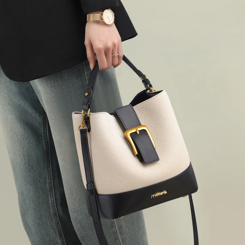 MILLIE'S Synthetic Leather One Shoulder Handbag Regular Women's Brown & White/Black & White-7