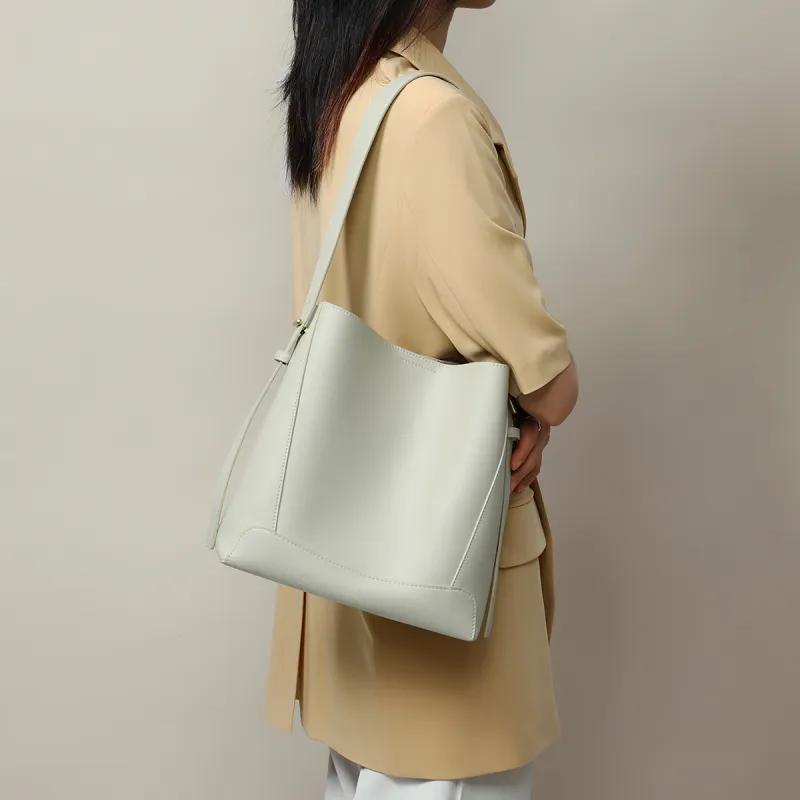 MILLIE'S Cow Leather Shoulder Bag Regular Women's Cocoa Brown/Vanilla Yellow/Light Oxygen White-11
