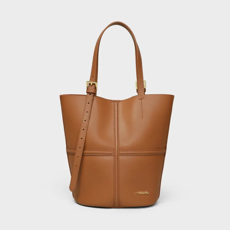 MILLIE'S Cow Leather Shoulder Bag Regular Women's Coffee/Cookie-8