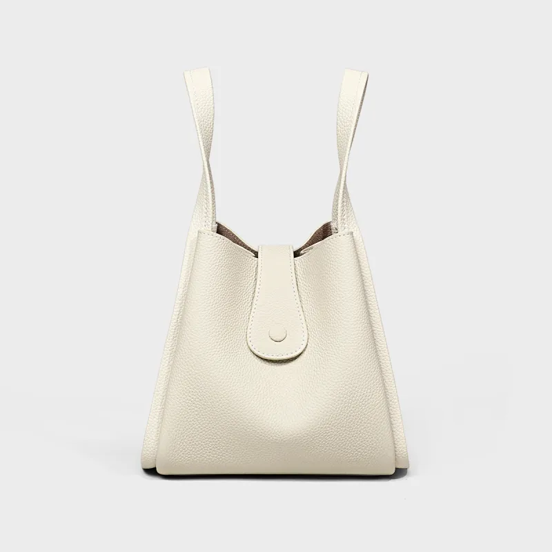 MILLIE'S Cow Leather One Shoulder Handbag Regular Women's Elephant Gray/Ecru-9
