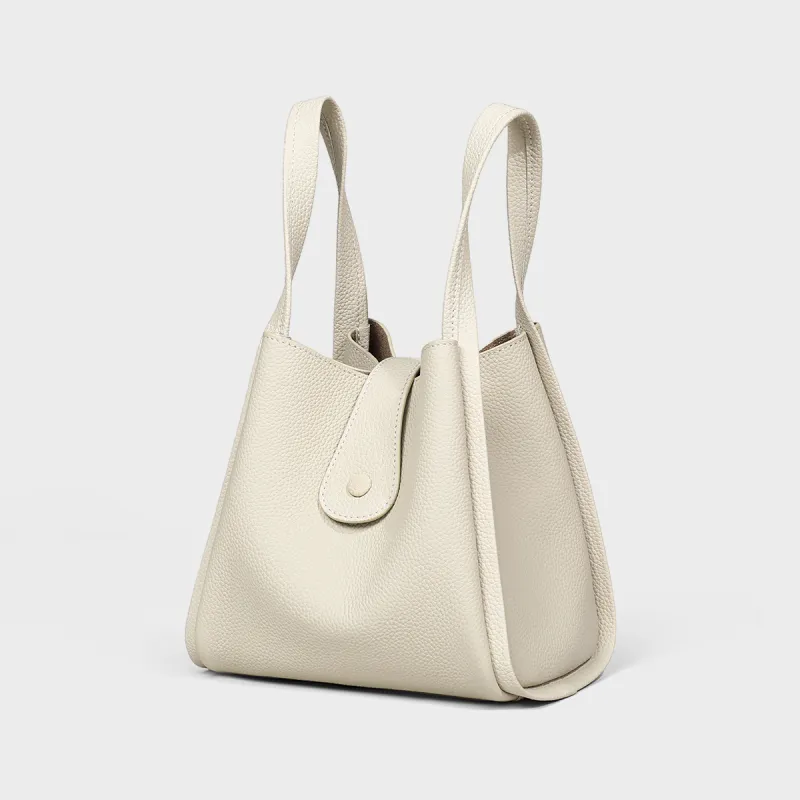 MILLIE'S Cow Leather One Shoulder Handbag Regular Women's Elephant Gray/Ecru-8