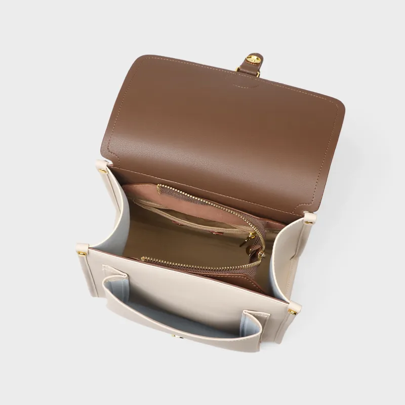 MILLIE'S Cow Leather Backpack Women's Beige Coffee-3