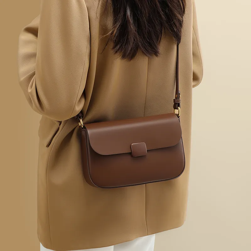 MILLIE'S Cow Leather Underarm Shoulder Bag, Crossbody Bag, Small Square Bag, Tofu Bag Regular Women's Brown-2