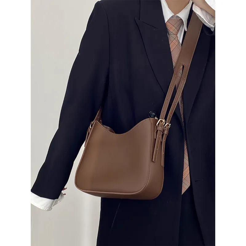 MILLIE'S Cow Leather Shoulder Bag, Crossbody Bag Regular Women's Coffee-1
