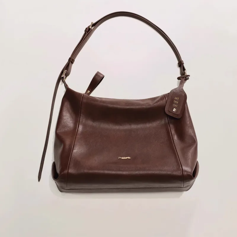 MILLIE'S Cow Leather With Synthetic Leather Tote Bag, Shopping Bag, Underarm Bag, Shoulder Bag Women's Coffee-3
