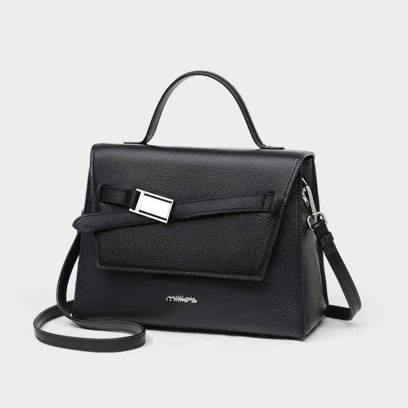MILLIE'S Cow Leather Patchwork Synthetic Leather Handbags Shoulder Bag Crossbody Bag Regular Women's Gray/Black-11