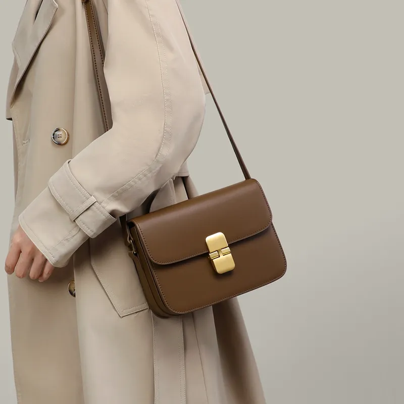 MILLIE'S Cow Leather Underarm Shoulder Bag, Crossbody Bag, Tofu Bag Regular Women's Dark Coffee-2