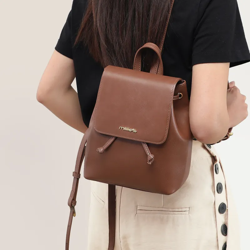 MILLIE'S Cow Leather With Synthetic Leather Backpack Women's Vintage Brown-3