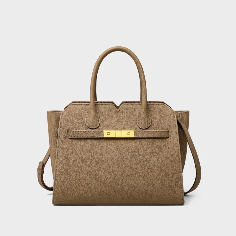 MILLIE'S Cow Leather Birkin Bag, Shoulder Bag, Crossbody Bag, Handbag Regular Women's Khaki-4