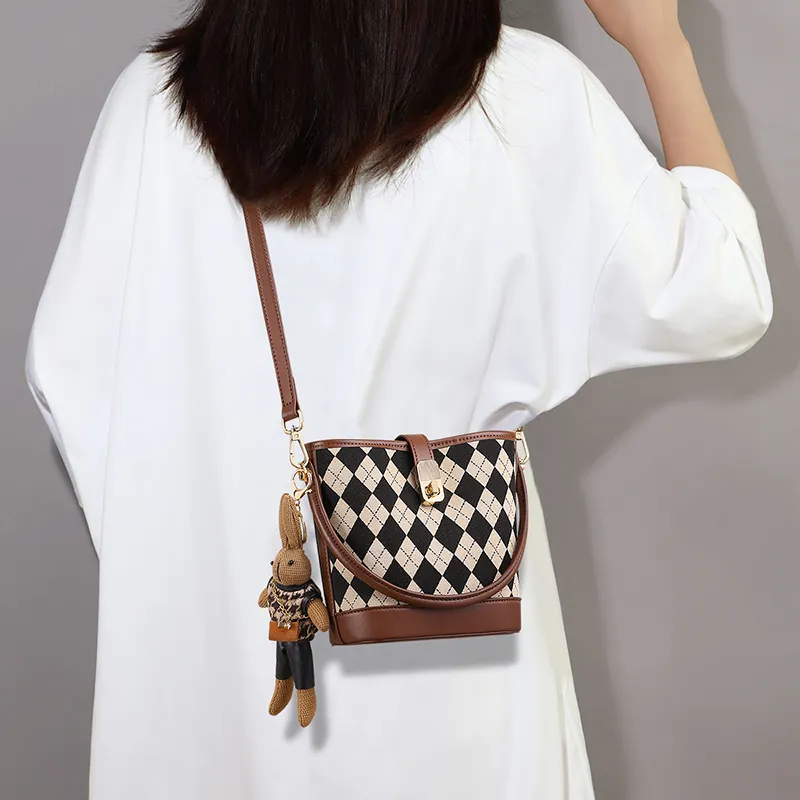 MILLIE'S Fabric Handbag, Shoulder Bag, Crossbody Bag Regular Women's Chessboard Coffee-5