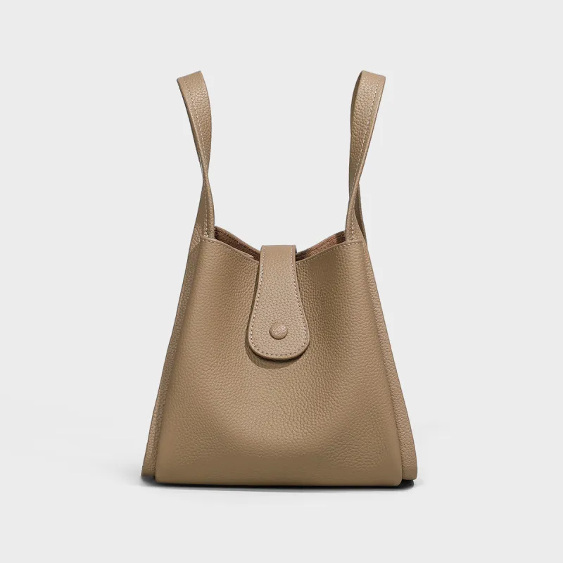 MILLIE'S Cow Leather One Shoulder Handbag Regular Women's Elephant Gray/Ecru-3