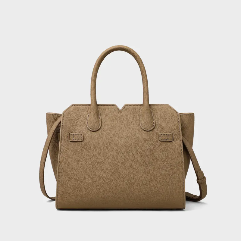 MILLIE'S Cow Leather Birkin Bag, Shoulder Bag, Crossbody Bag, Handbag Regular Women's Khaki-5