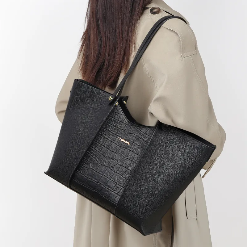 MILLIE'S Cow Leather Shoulder Bag Handbag Shoulder Bag Regular Women's Elephant Gray/Black-10