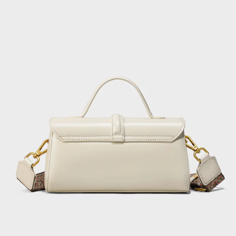 MILLIE'S Cow Leather Shoulder Bag, Crossbody Bag, Handbag Regular Women's Pearl White-4