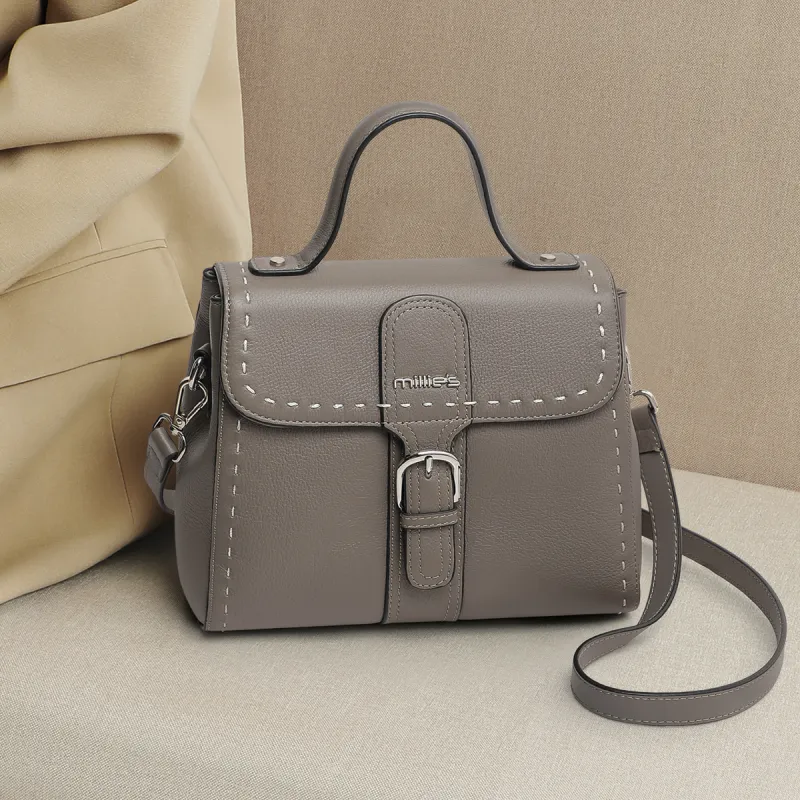 MILLIE'S Cow Leather Handbag, Underarm Shoulder Bag, Crossbody Bag, Small Square Bag Regular Women's Multicolor-2