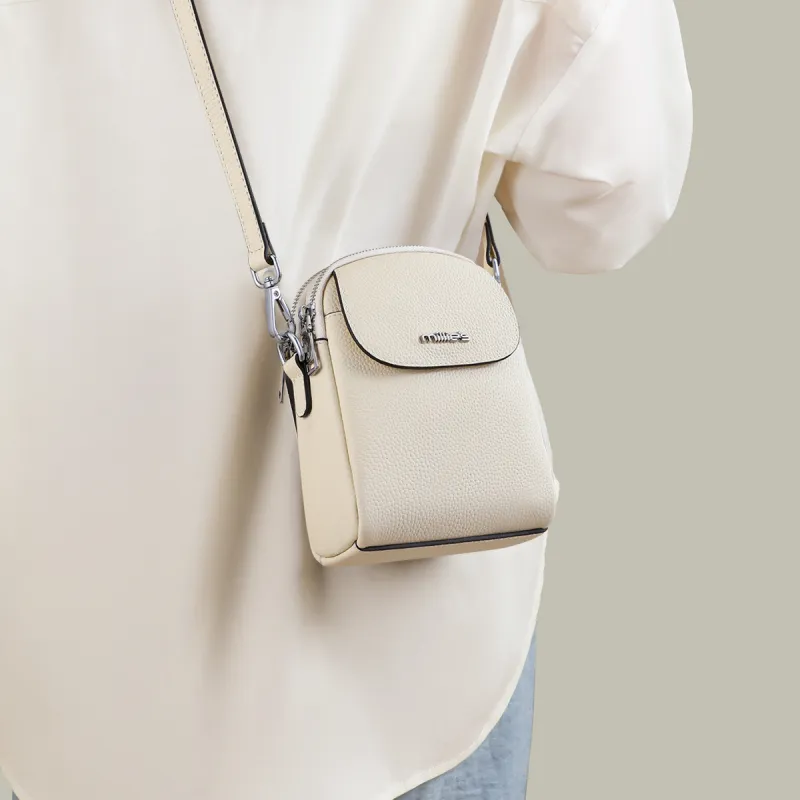 MILLIE'S Cow Leather With Synthetic Leather Shoulder Bag, Crossbody Bag, Shoulder Bag Regular Women's Black/Pearl White-4