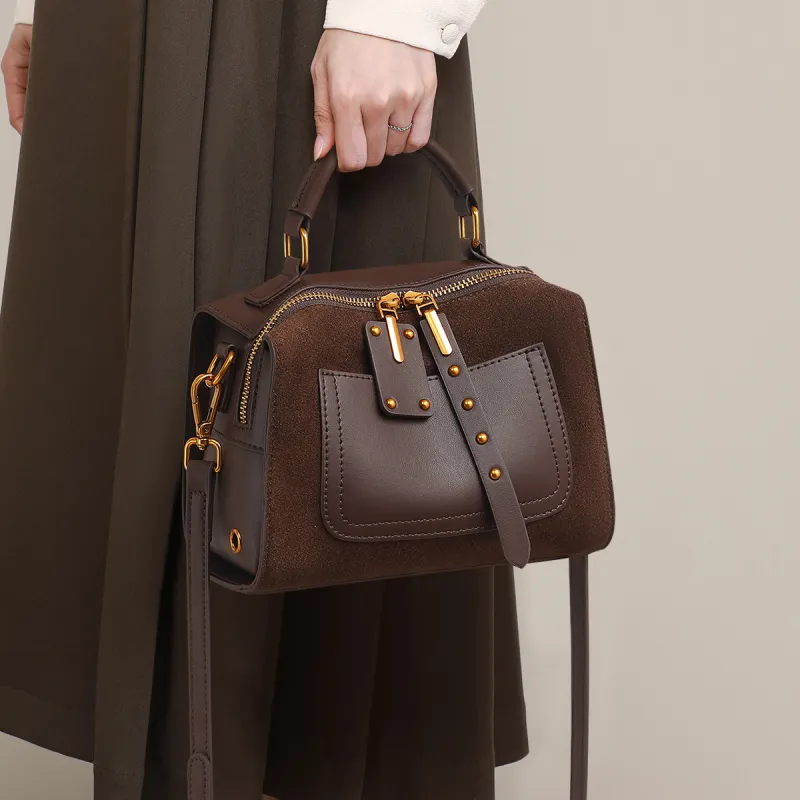 MILLIE'S Cow Leather Shoulder Bag, Crossbody Bag, Handbag Women's Coffee-1