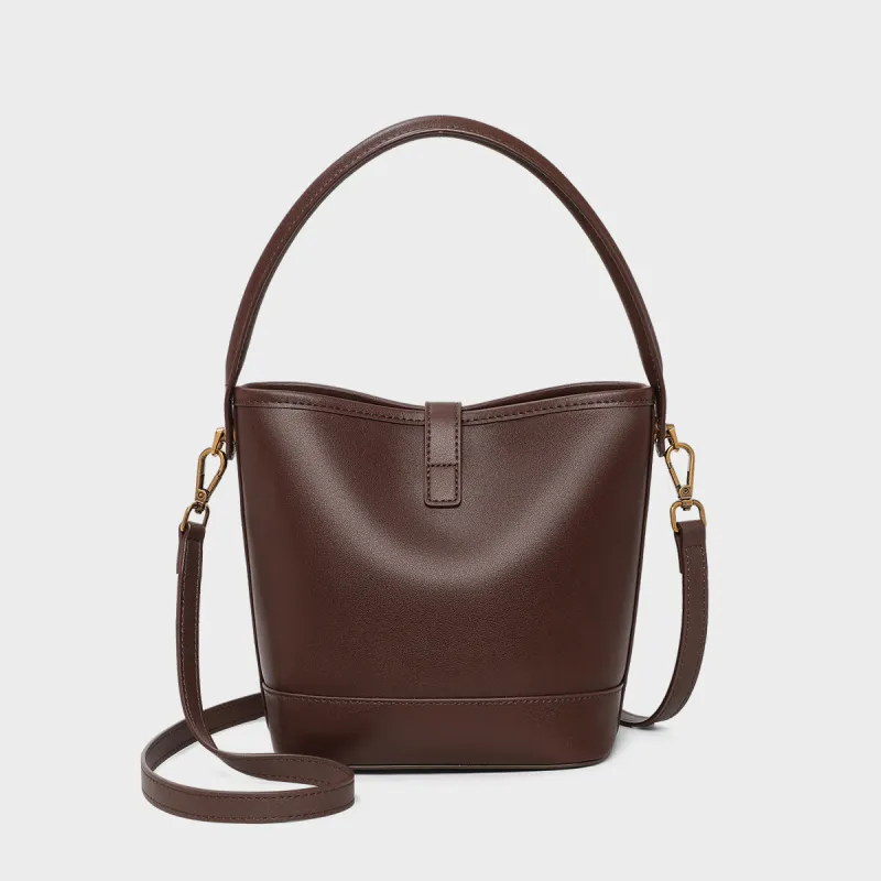 MILLIE'S Cow Leather Shoulder Bag, Crossbody Bag, Handbag Regular Women's Pitch Black Coffee-7