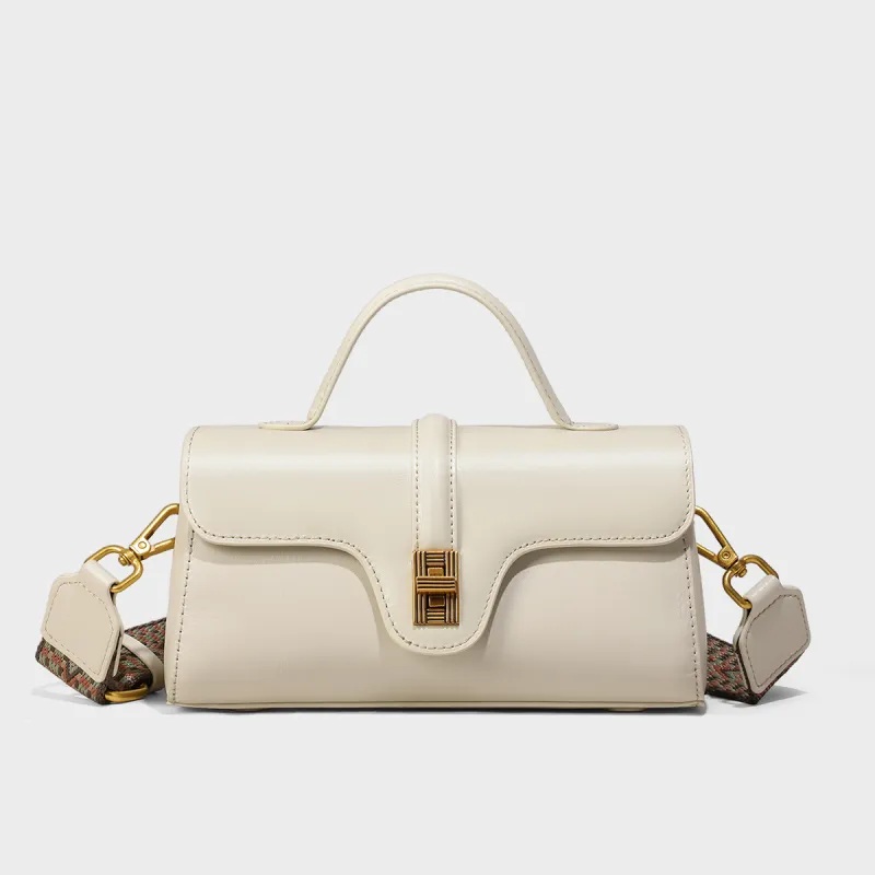 MILLIE'S Cow Leather Shoulder Bag, Crossbody Bag, Handbag Regular Women's Pearl White-3