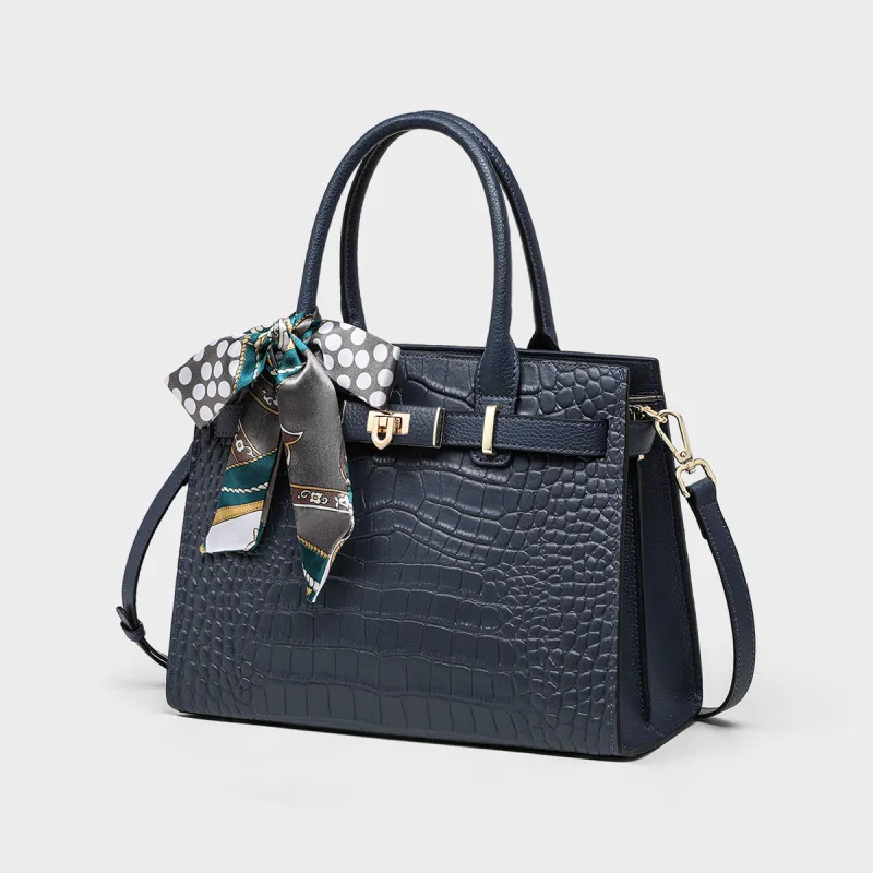MILLIE'S Cow Leather Shoulder Bag, Crossbody Bag, Handbag Regular Women's White/Blue-8