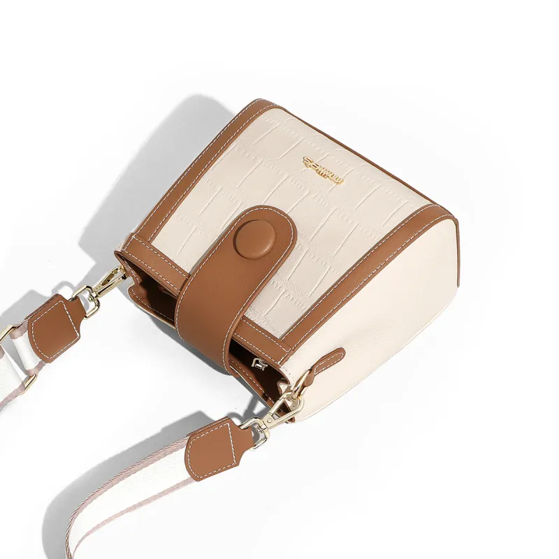 MILLIE'S Cow Leather With Synthetic Leather Shoulder Bag Regular Women's Ecru-3