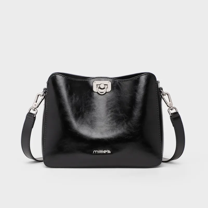 MILLIE'S Synthetic Leather Shoulder Bag, Crossbody Bag, Bucket Bag Women's Silver-8