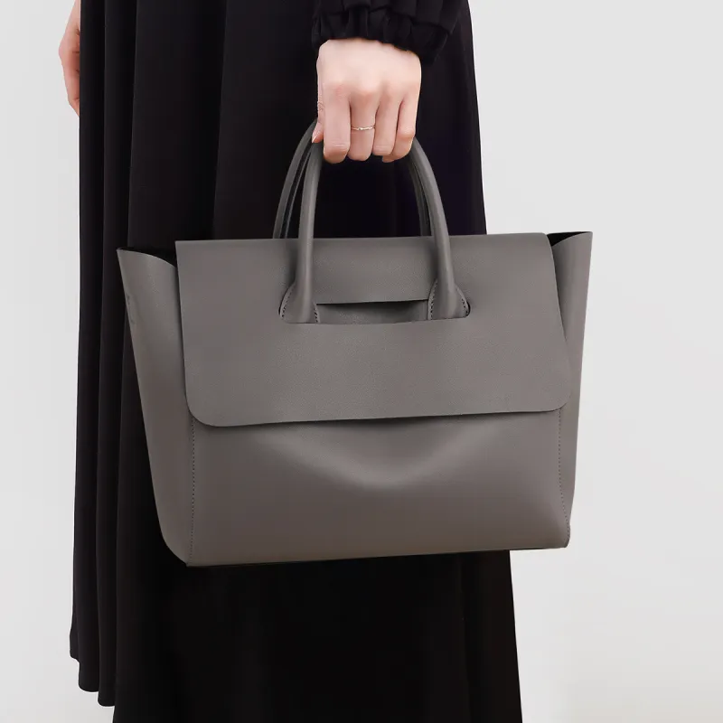 MILLIE'S Cow Leather Shoulder Bag, Crossbody Bag, Handbag, Tote Bag Regular Women's Gray-1