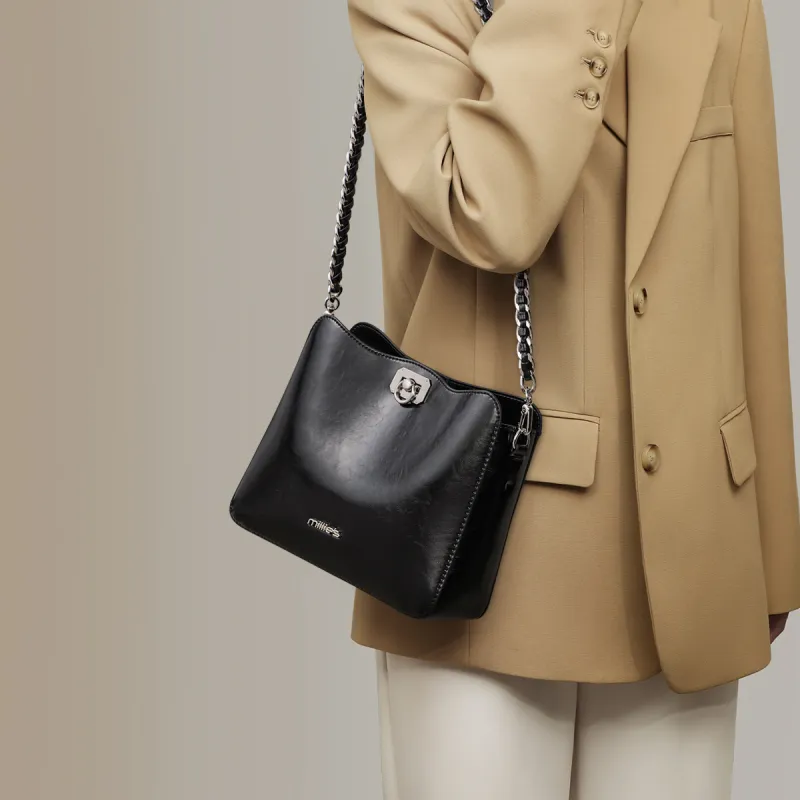 MILLIE'S Synthetic Leather Shoulder Bag, Crossbody Bag, Bucket Bag Women's Silver-7
