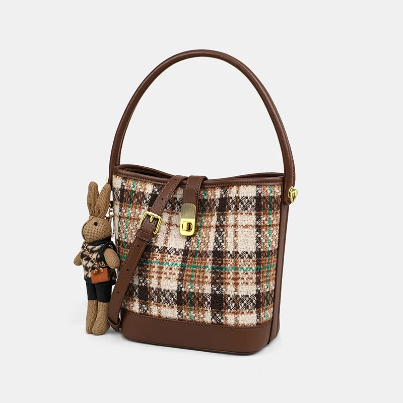 MILLIE'S Fabric, Synthetic Leather Handbag, Shoulder Bag, Crossbody Bag, Bucket Bag Regular Women's Coffee-2
