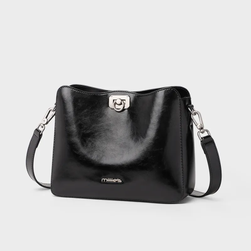 MILLIE'S Synthetic Leather Shoulder Bag, Crossbody Bag, Bucket Bag Women's Silver-9