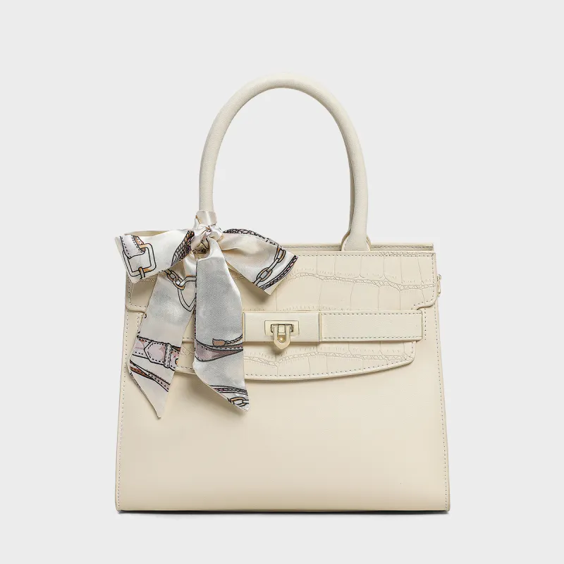 MILLIE'S Cow Leather Kelly Bag, Shoulder Bag, Crossbody Bag, Handbag Regular Women's Ecru-3