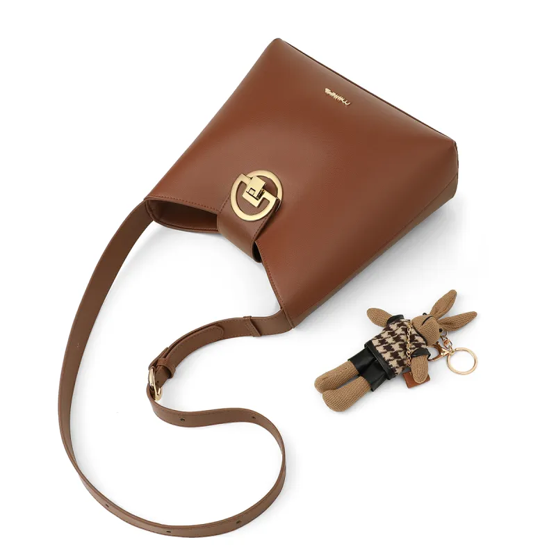 MILLIE'S Cow Leather Underarm Shoulder Bag, Crossbody Bag, Bucket Bag Regular Women's Cocoa Brown-3