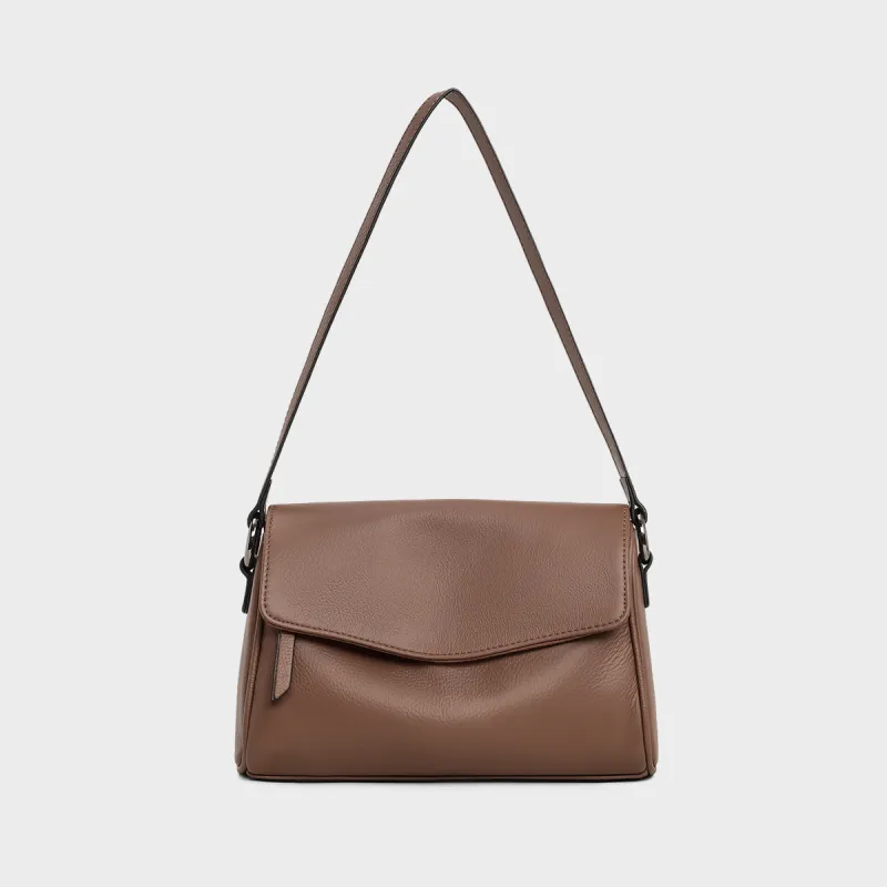 MILLIE'S Cow Leather Underarm Shoulder Bag, Crossbody Bag, Pillow Bag Women's Chocolates-3