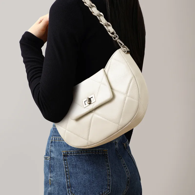 MILLIE'S Cow Leather Portable Crossbody Bag Shoulder Bag Regular Women's Silver/Ecru-7
