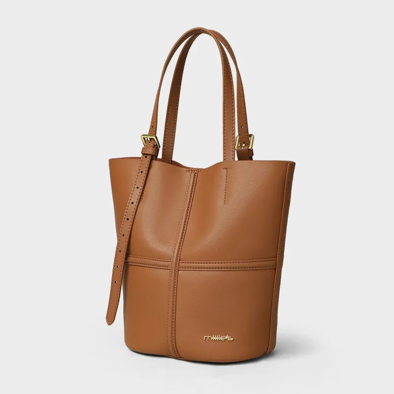 MILLIE'S Cow Leather Shoulder Bag Regular Women's Coffee/Cookie-7