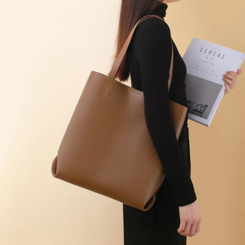 MILLIE'S Cow Leather Portable Underarm Shoulder Bag Combo Bag Bucket Bag Regular Women's Cocoa Brown-2