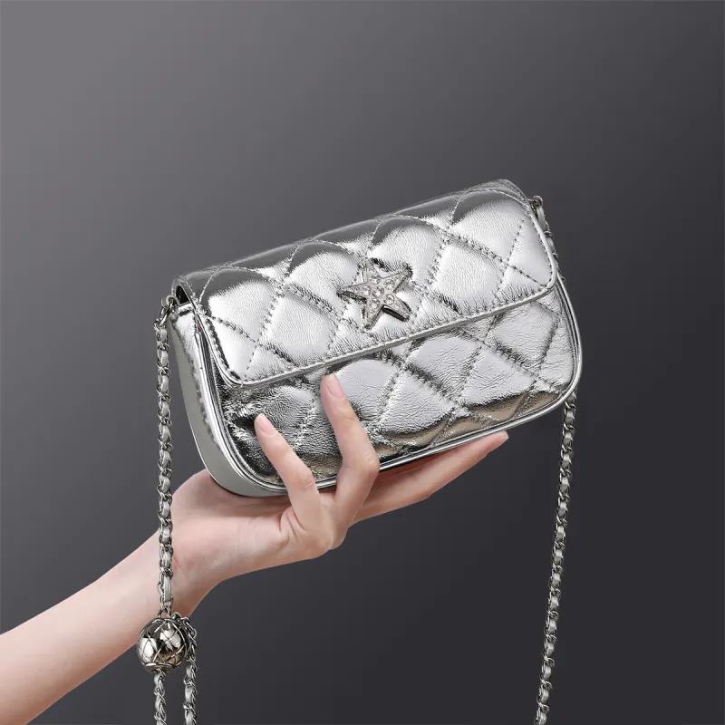 MILLIE'S Cow Leather Shoulder Bag, Crossbody Bag Trumpets Women's Silver-1