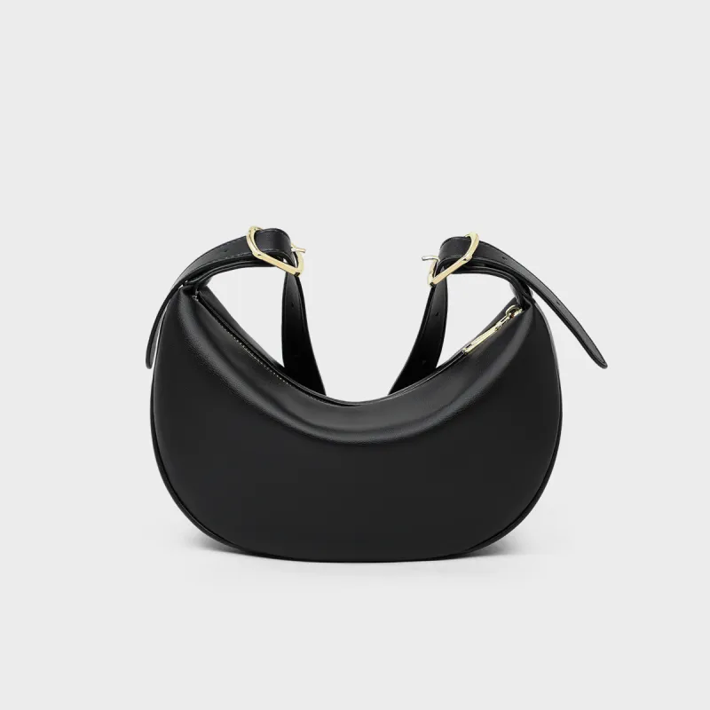 MILLIE'S Synthetic Leather Underarm Crossbody Bag, Shoulder Bag Regular Women's Black/White-5