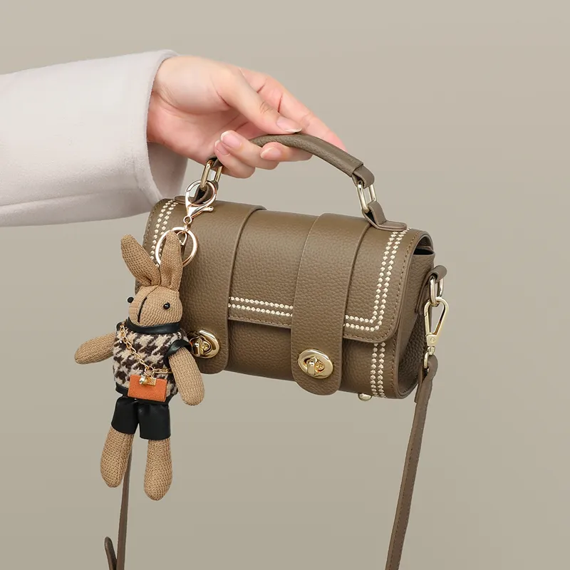 MILLIE'S Cow Leather Messenger Bag, Crossbody Handbag Regular Women's Elephant Gray-2