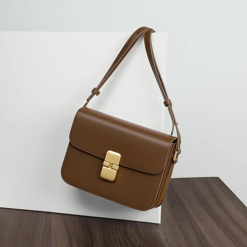 MILLIE'S Cow Leather Underarm Shoulder Bag, Crossbody Bag, Tofu Bag Regular Women's Dark Coffee-6